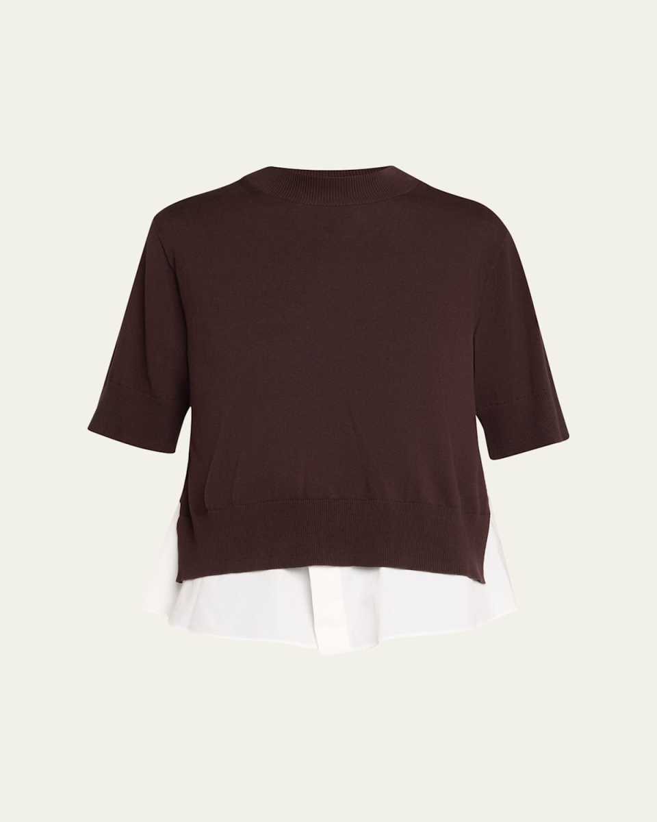 Peek-A-Boo Shirttail Short-Sleeve Sweater